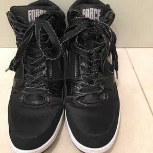 NIKE Force sky high black wedge sneakers